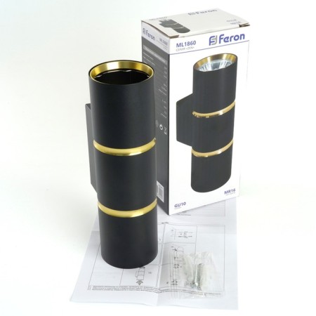 Wall lamp Feron ML1860, IP20, 2XGU10, 35 W, 72x72x180 mm, Black/gold color-8