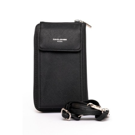 Cross-Body Bag, eco-leather, David Jones Black, 12x4x20 cm