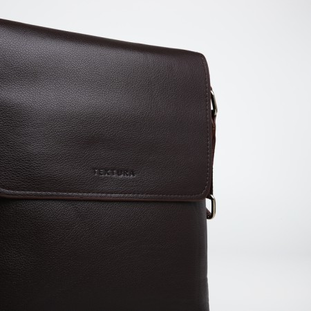 Men's bag over the shoulder, Textura, external pocket, brown color-5