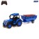 The radio -controlled "farmer" tractor, with a trailer, works on the battery, the color of the blue