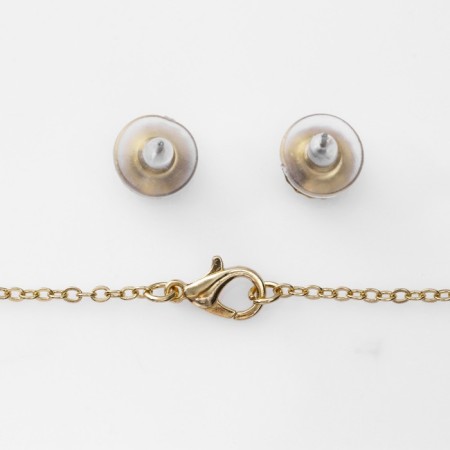 Set 2 objects: earrings, pendant "heart" lady, red-white color in gold, 48 cm-2