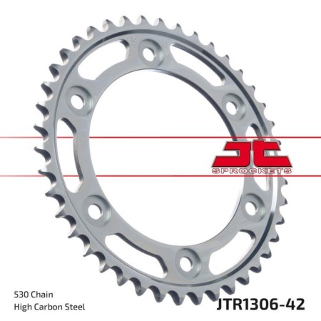 The rear star, driven, JTR1306 for a steel motorcycle, chain 530, 42 teeth