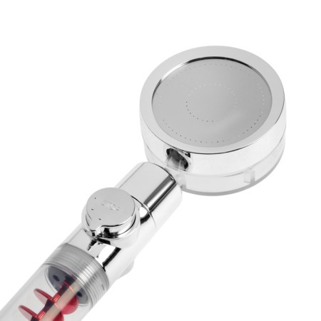 Shower watering can Zein Z4088, microdants, button "stop", fan, spiral, red/chrome-2