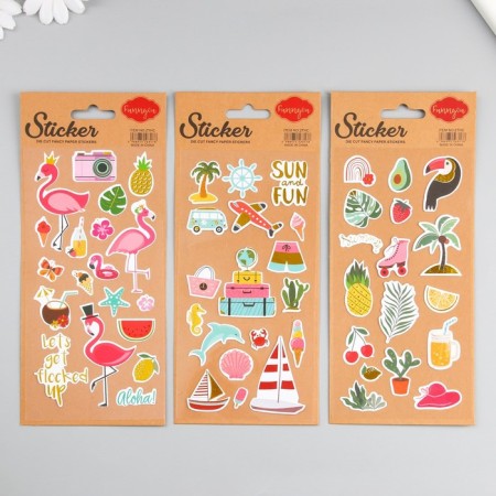 Sticker plastic gold embossing "Vacation" mix 10.5x23 cm