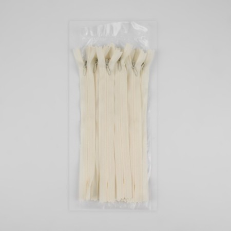 Lightning secret, No. 3, non -income, automatic lock, cotton, 20 cm, ivory color-2