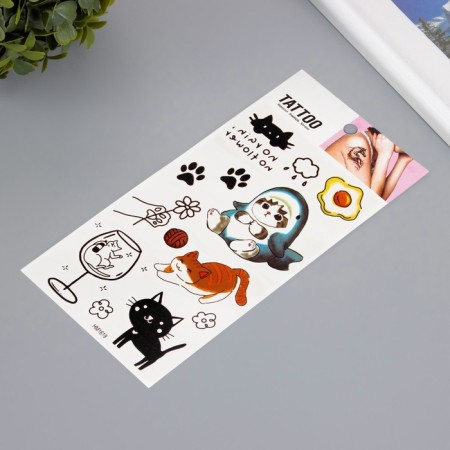 Tattoo on the body color "cat mood" 10x20.5 cm-1