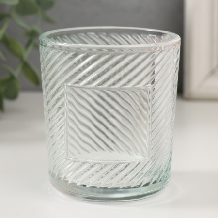 Bank for candles glass "inclined lines" transparent 200 ml 7.5x7.5x8.2 cm