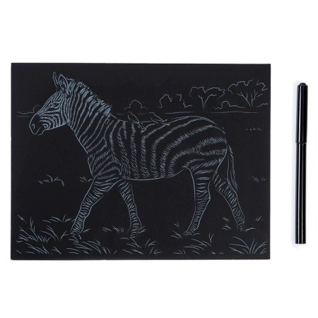 Engraving 18 × 24 cm, animals of Africa "fast zebra" (silver)-2