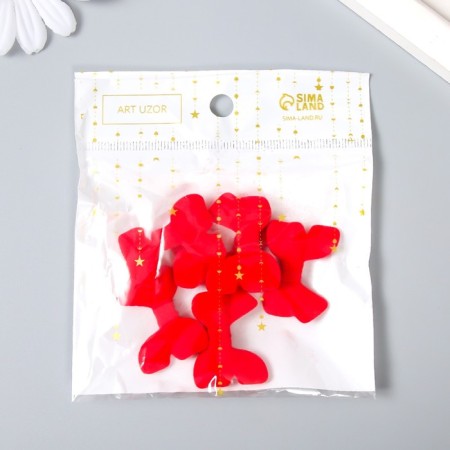 Busina for creativity plastic "Red bow with velvet spraying" 0.6x2.4x3 cm-3