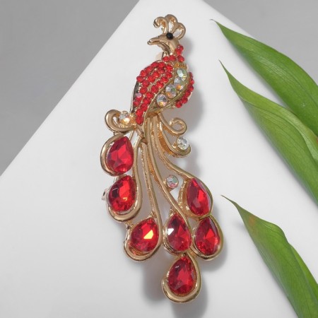 Brooch "Firebird" magical, red color in gold-2