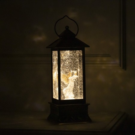 LED figure "Lantern with an angel" 10 × 27 × 10 cm, plastic, AAX3 batteries (not complete), USB, glow warm white-4