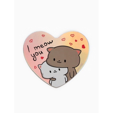 Magnet for the refrigerator "Cats", on February 14, holography, 7 × 6 cm