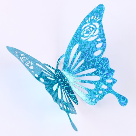 Set for decorating "Butterflies", set 12 pcs, color holography blue-2