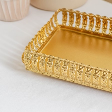 Rectangular tray "Leonardo", 25.5 × 14 × 3.5 cm, gold color-1
