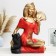 Figure "Cleopatra with a panther sitting large" bronze/red, 21x39x51cm
