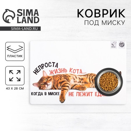 Rug for a bowl “Not a simple cat’s life”, 43x28 ​​cm