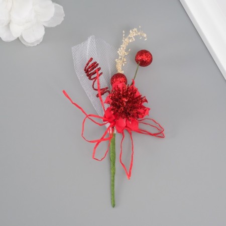Decorative bouquet "Chrysanthemum" with brilliance, 5x9 cm, red
