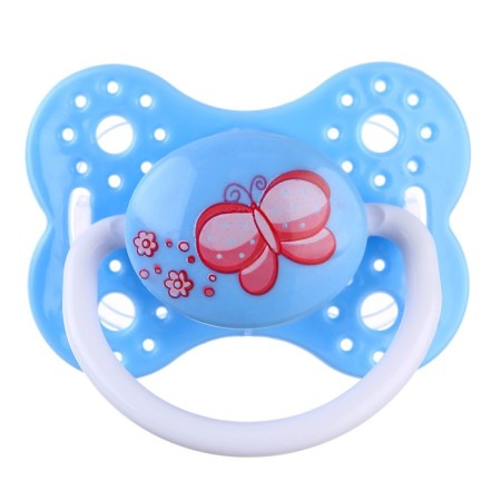 Nipple - orthodontic dummy, silicone, “butterfly”, with a cap, +0 sins., Blue color-2
