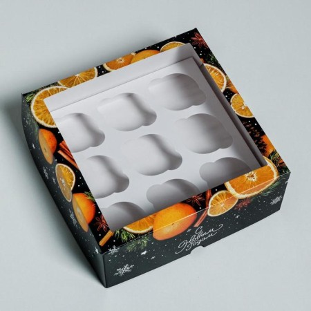 Box for Capcakes "New Year" 25 x 25 x 10 cm, New Year-2