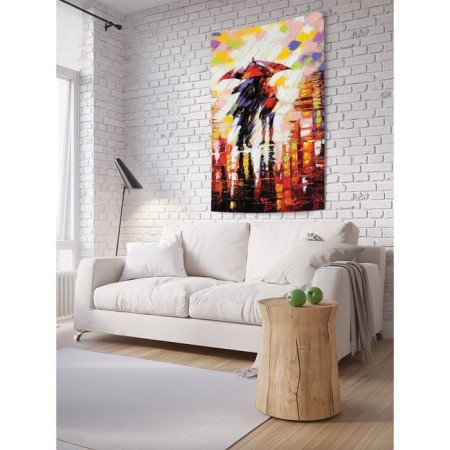 Decorative panel with photo printing "Walk in the rain", vertical, size 150x200 cm