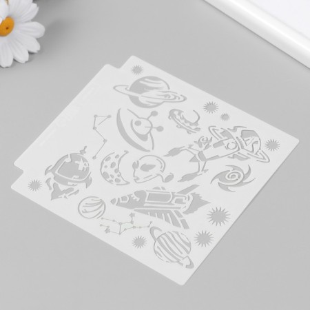 Stencil plastic "Space Adventures" 13x13 cm-4