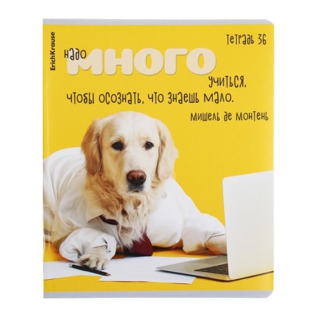 Notebook of 36 sheets in the Erichkrause Cage "Scientific Dogs", cover Combined Cardboard, Offset Block, Mix-2