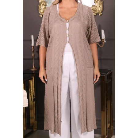 Cardigan female, size 54, beige color-10
