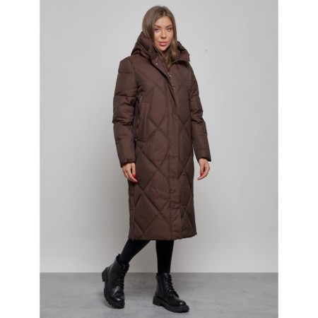 Coat insulated winter female, size 48, color dark brown-1