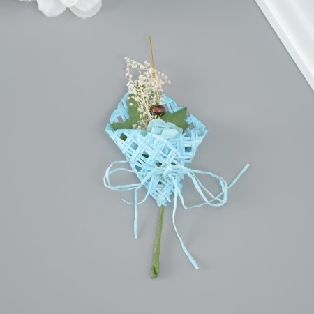 A set of decorative bouquets (12 pcs) "Rose" 5x9 cm, turquoise