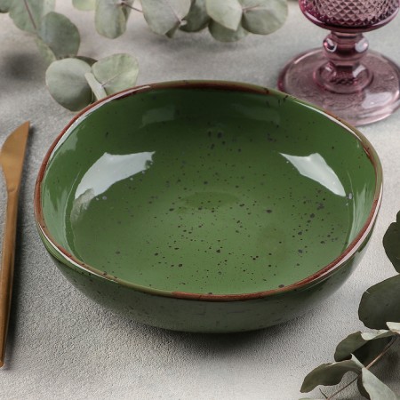 Porcelain plate Punto Verde, 600 ml, d = 18.5 cm, green color
