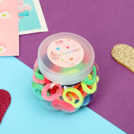 Hair elastic band "Polesh" (set 50 pcs) Color, 2 cm, mix-1