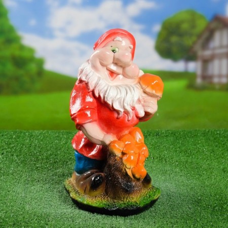 Garden figure "Gnome with mushrooms" Malaya 23x21x39 cm-2