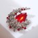 Brooch "Empress" crescent, white-red color in silver