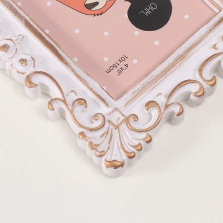 Photo frame Plastic 10x15 cm "Rose and curls of rose" white with gold 20.5x15.5 cm-2