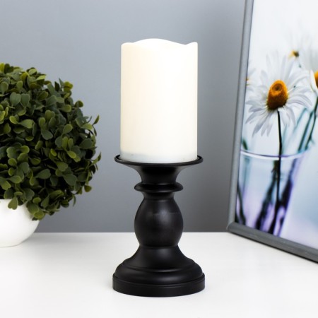 Spinker "Candle on a stand" LED from 2haa batteries Black with a golden patina 9x9x24 cm Risalux-1