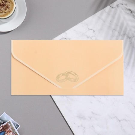 Money envelope "Universal" velvet, beige background, rings, 19x9.3 cm-1