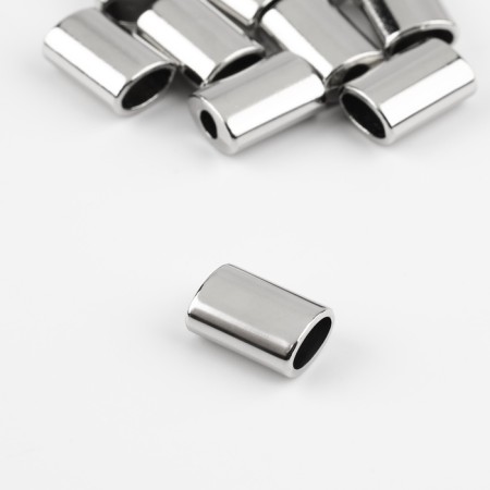 Tip for a cord, d = 4 mm, 13 × 9 × 6 mm, 10 pcs, silver color