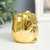 Ceramics candlestick for 1 candle "Little eagle owl" gold D-3 cm 5.2x6.5x6.7 cm