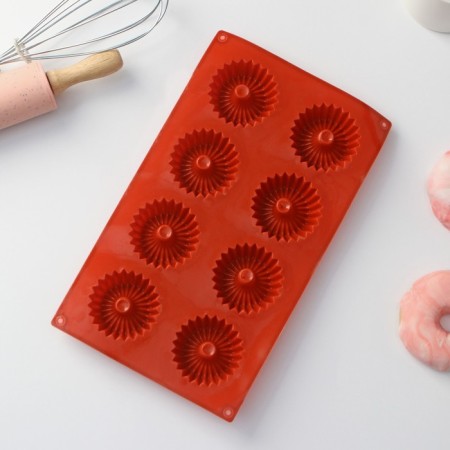 Baking uniform “Cupcake”, silicone, 29 × 17 × 2 cm, 8 cells (5.8 × 2 cm), brown color-2