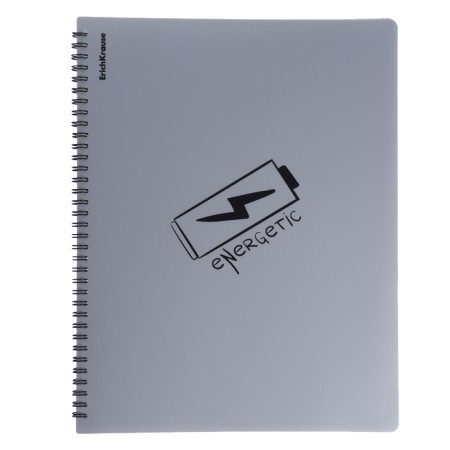 Folder 30 inserts on spirals, A4, 600 μm, Erichkrause "Ice Metallic Ideas", texture "Sand", gray, mix-4