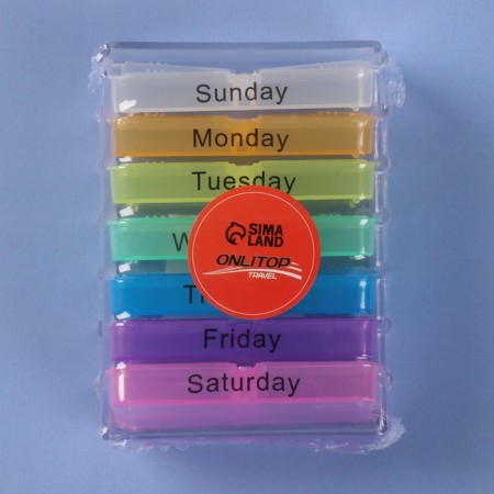 Taberteader-organizer "Week", English letters, morning/day/evening/night, 10 × 7.5 × 4 cm, 7 containers of 4 sections, multi-colored-6