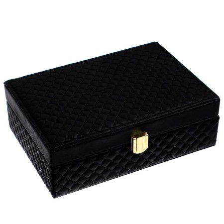 Casket to the leatherette for jewelry "with sequins" black 7.5x22x15 cm-6