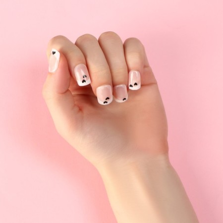 Follow nails “Tenderness”, 24 pcs, adhesive plates, square shape, glossy pink/white/black color-7
