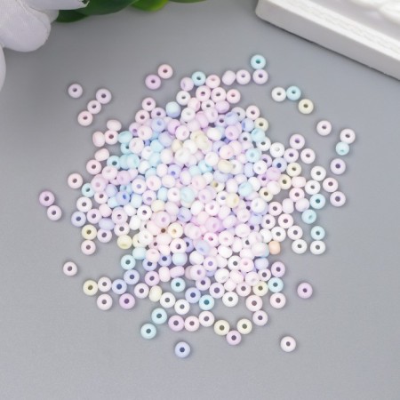 Glass beads 8/0 "Marshmallow. Matte. Melange. Lilac-blue" 10 g