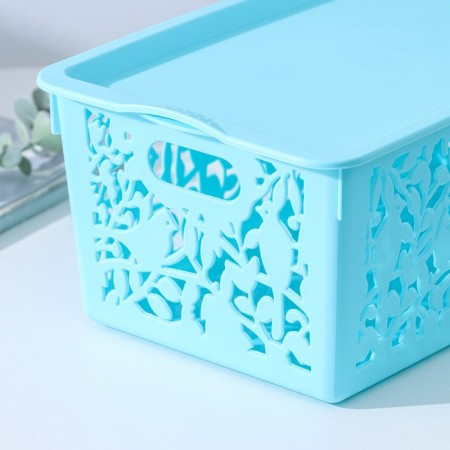 The container is plastic for storage with the lid of the “bird”, 29 × 17.5 × 12 cm, color mix-1