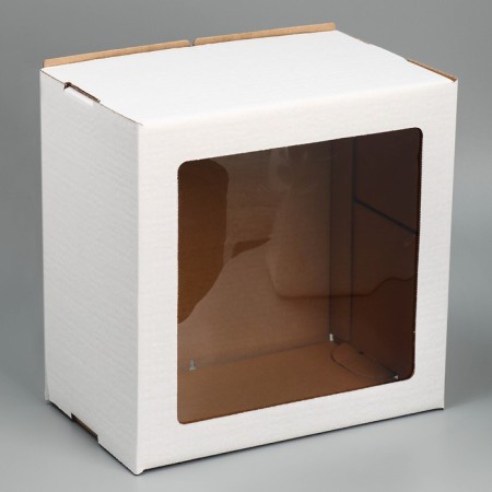 Cake for a cake with a window, confectionery packaging "White" 29 x 29 x 19 cm-1