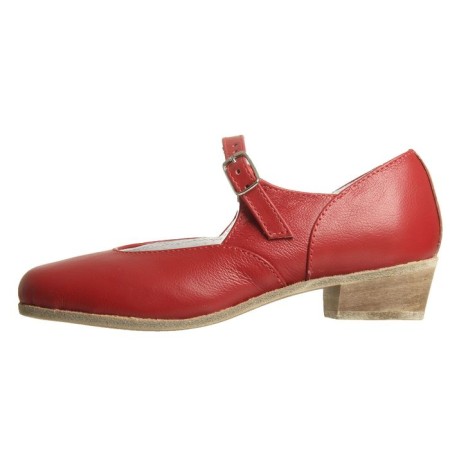 Folk women's shoes, insole length 18.5 cm, red color-1