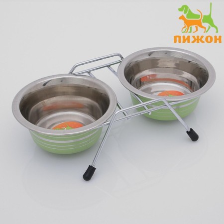 A set of 2 colored bowls on a stand, 2 x 225 ml