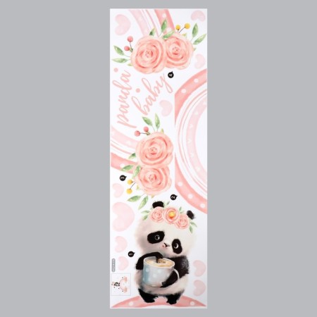 Sticking plastic interior color "Panda with a cup on the rainbow" 30x90 cm-1