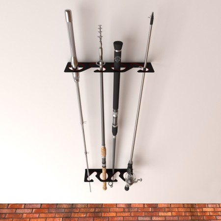 Holder for safe storage of fishing rods, wall-flowing, black-1